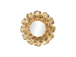 Espelho de Parede HOME ESPRIT Dourado Metal Folha de Planta 76,5 X 8 X 76,5 Cm