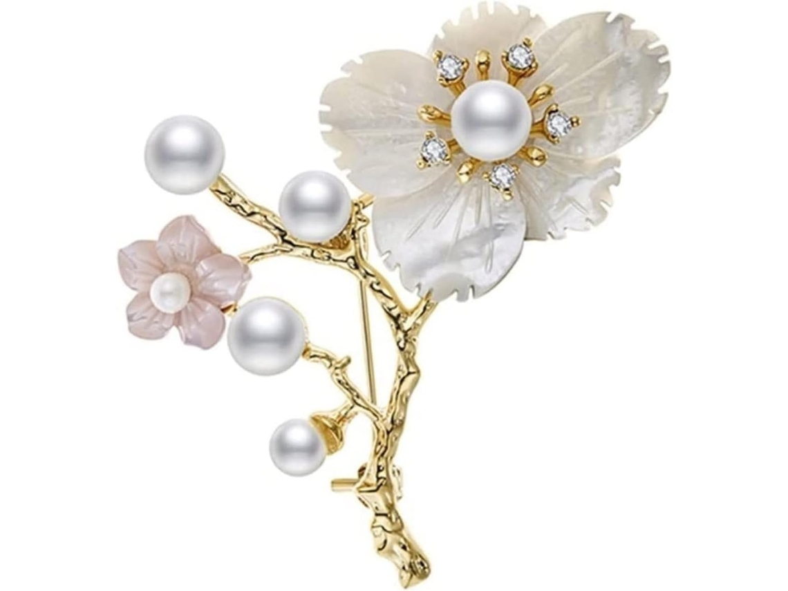 Broche, Broche Feminino Com Flor De Imitação Pérola, Acessório Para Roupas Que Expressa Personalidade E Temperamento