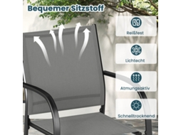 Conjunto de 2 cadeiras empilháveis para exterior em metal e textilene cinza NORTHIX