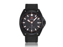 Relógio Quartz Homem com Cinto de Couro Resistente À Água 30m e Calendário (preto Marrom)