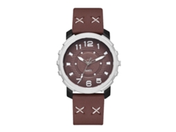 Relógio de Pulso Masculino de Quartzo Casual de Negócio com Pulseira Pu Marrom Escuro