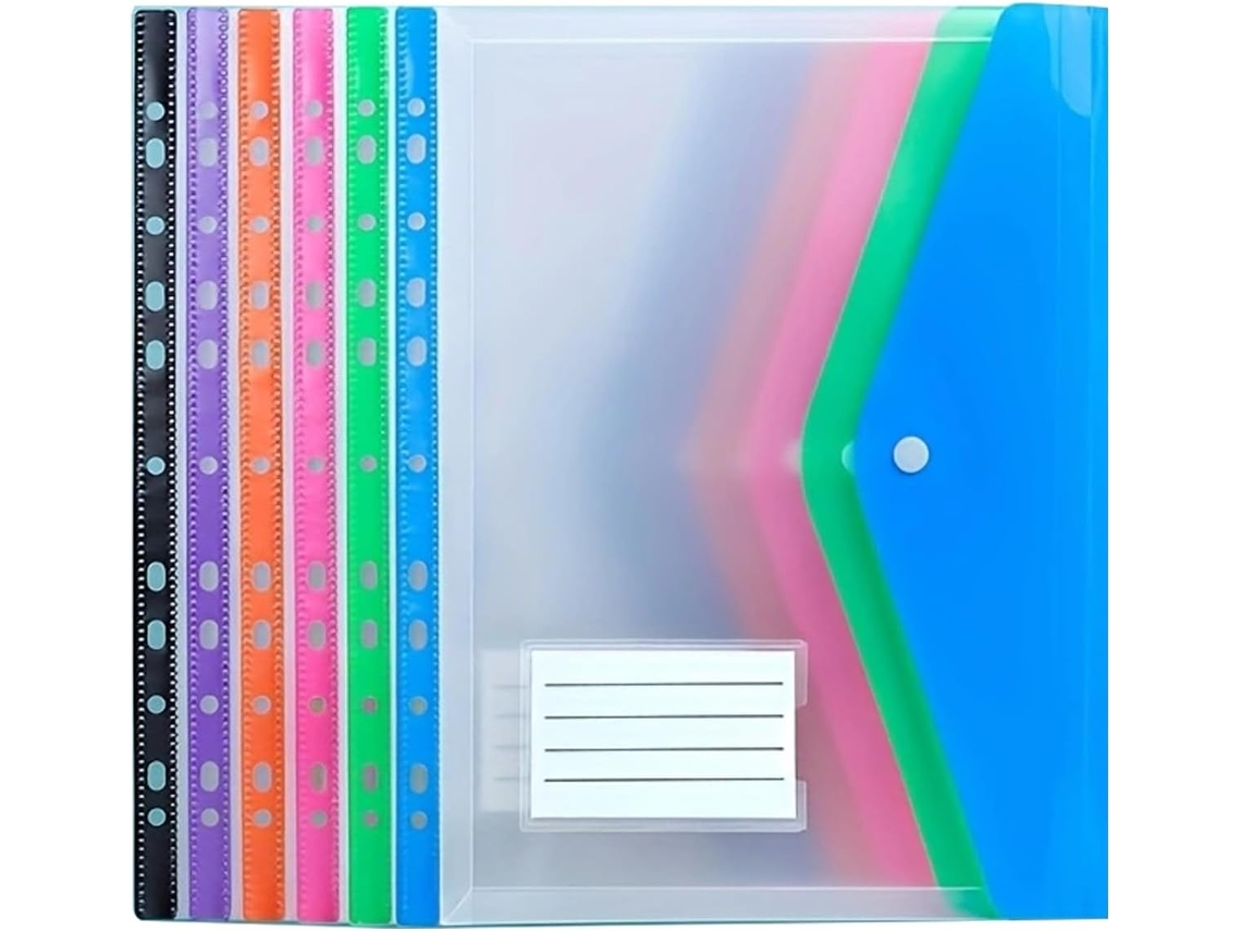 Pacote Com 6-pastas Transparentes Perfuradas Documentos, Pasta De Arquivo Perfurada Com 11-furos, Pasta De Arquivo