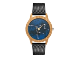 Relógio de pulso Zhoulianfa Constellation Black Quartz com pulseira de silicone para homens e mulheres.