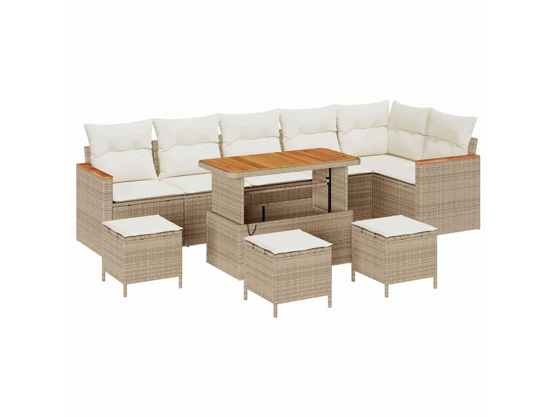 Maison Exclusive - Conjunto De Sofá De Jardim 10 Pcs Bege Rattan Sintético