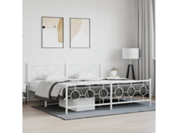 Estrutura De Cama Com Cabeceira E Pés 193x203 Cm Metal Branco