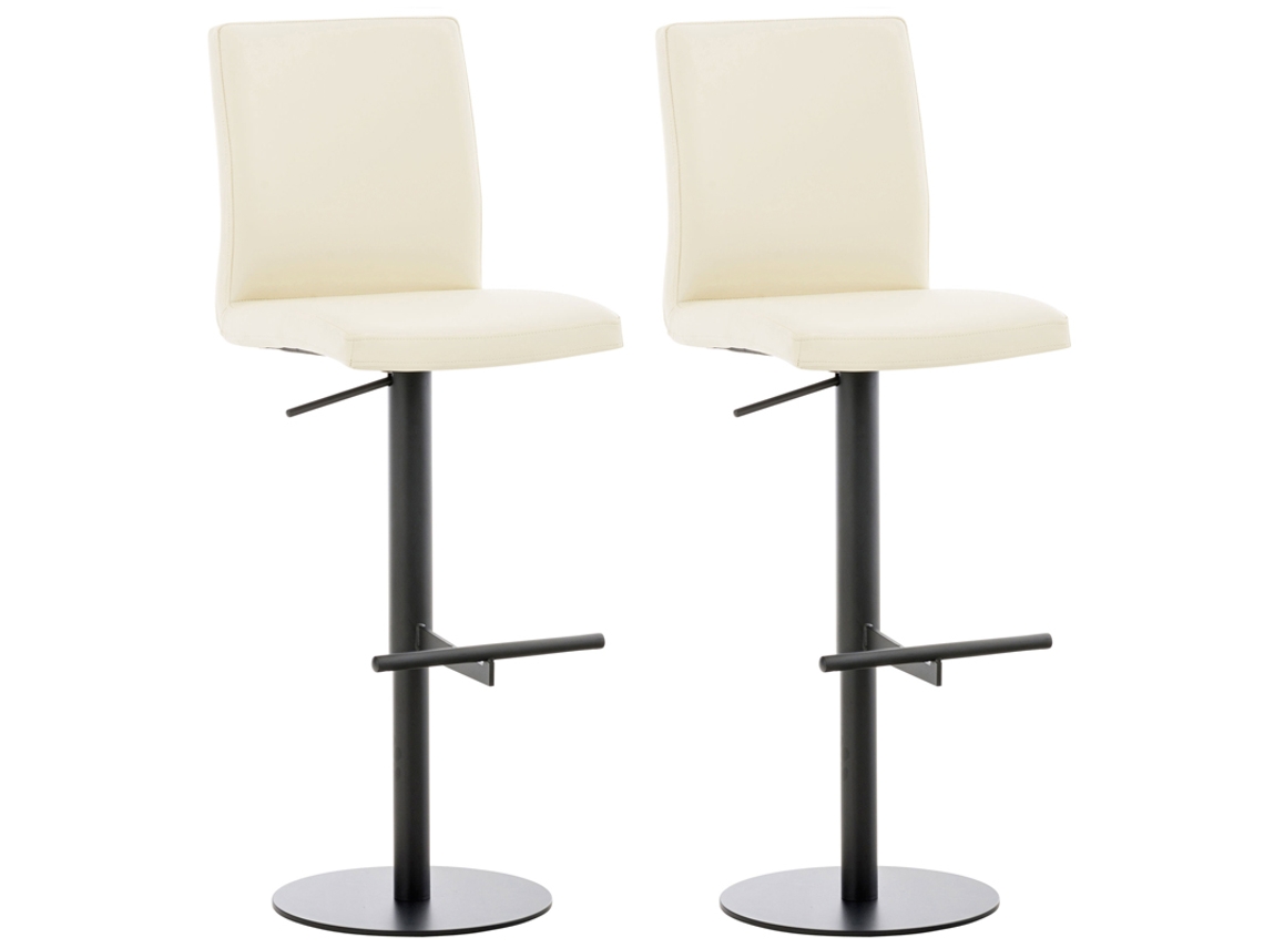 Conjunto de 2 bancos de bar Cadiz em imitação de pele preto/creme CLP
