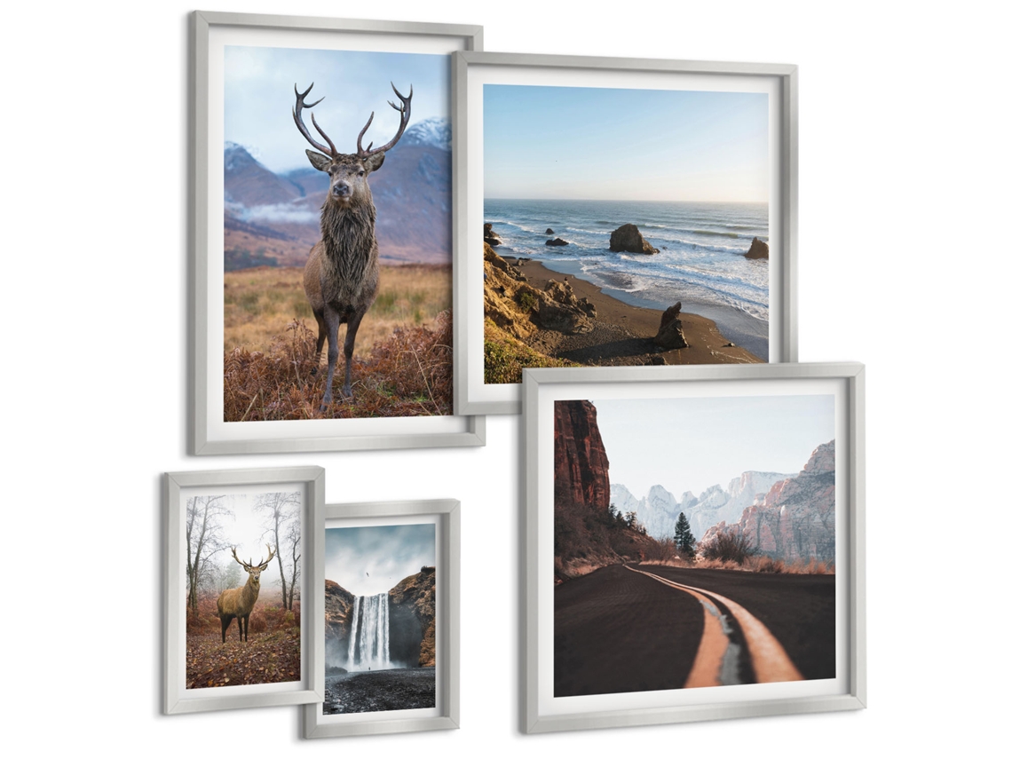 Conjunto De Pinturas Natureza Animais Selvagens Paisagens Espelharte (5 Peças)