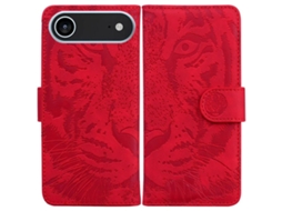 Capa De Couro Para Iphone 17 Air Com Estampa De Tigre Em Relevo.
