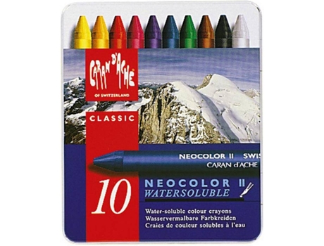 Caran DAche Lápis Cera Neocolor® II, Solúveis em Água, 10 Cores