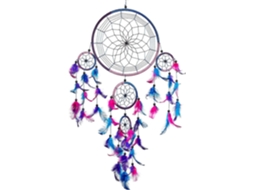 Rebe atrapasueños Grande Azul Real Rosa Morado 22x60cm Artesanal Ético Decoración Bohemia Energía Positiva