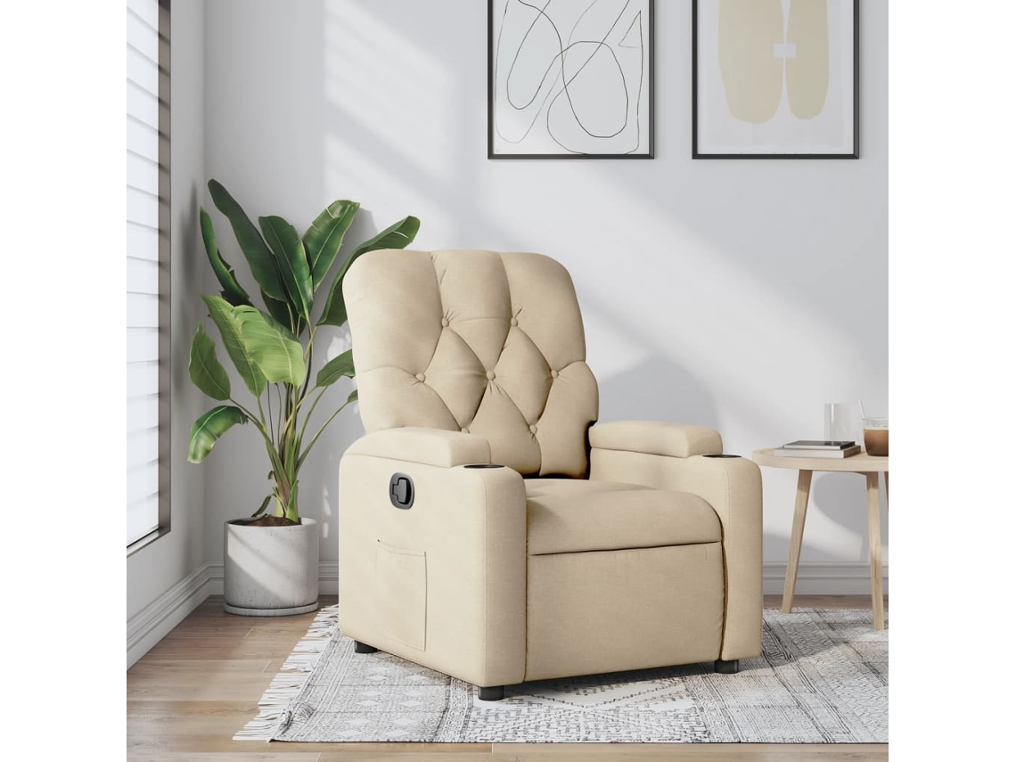 Poltrona reclinável tecido cor creme