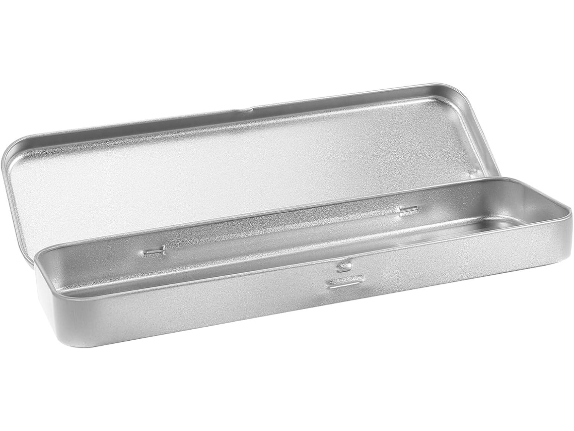 Estojo Retangular De Metal Para Lápis, 21,5 X 6 X 2 Cm, Caixa Para Canetas E Giz De Cera, Acabamento Fosco, Organizador