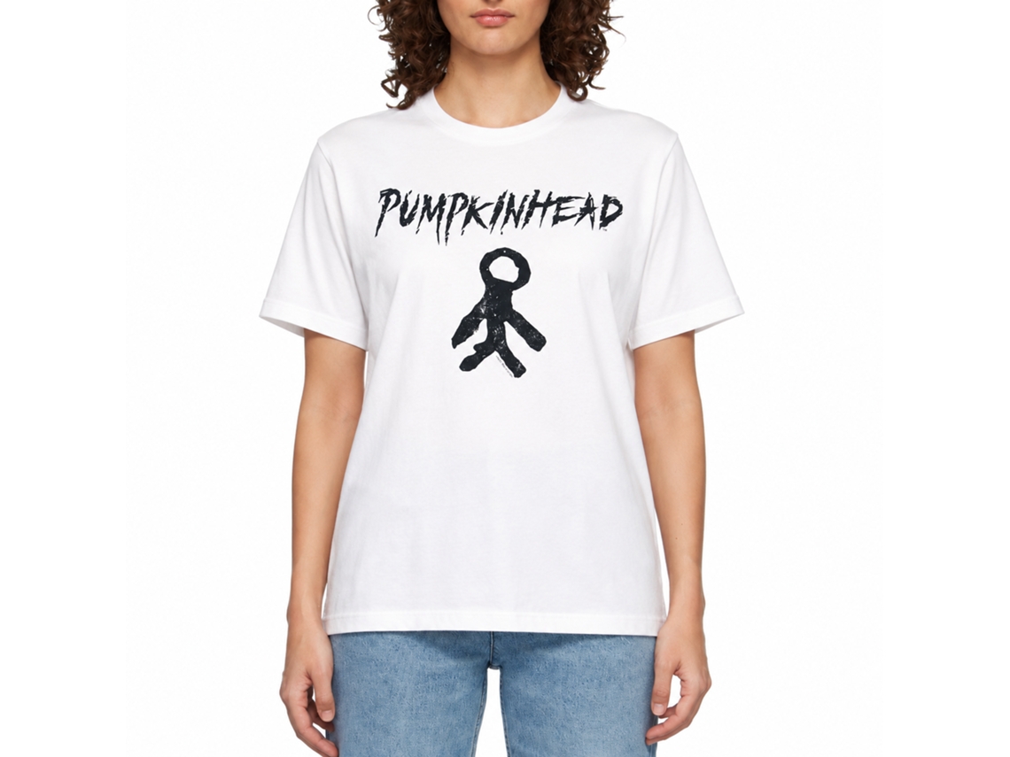 Rockinstone Pumpkinhead Movie Charm And Logo White Adult T-shirt Size:xxxl