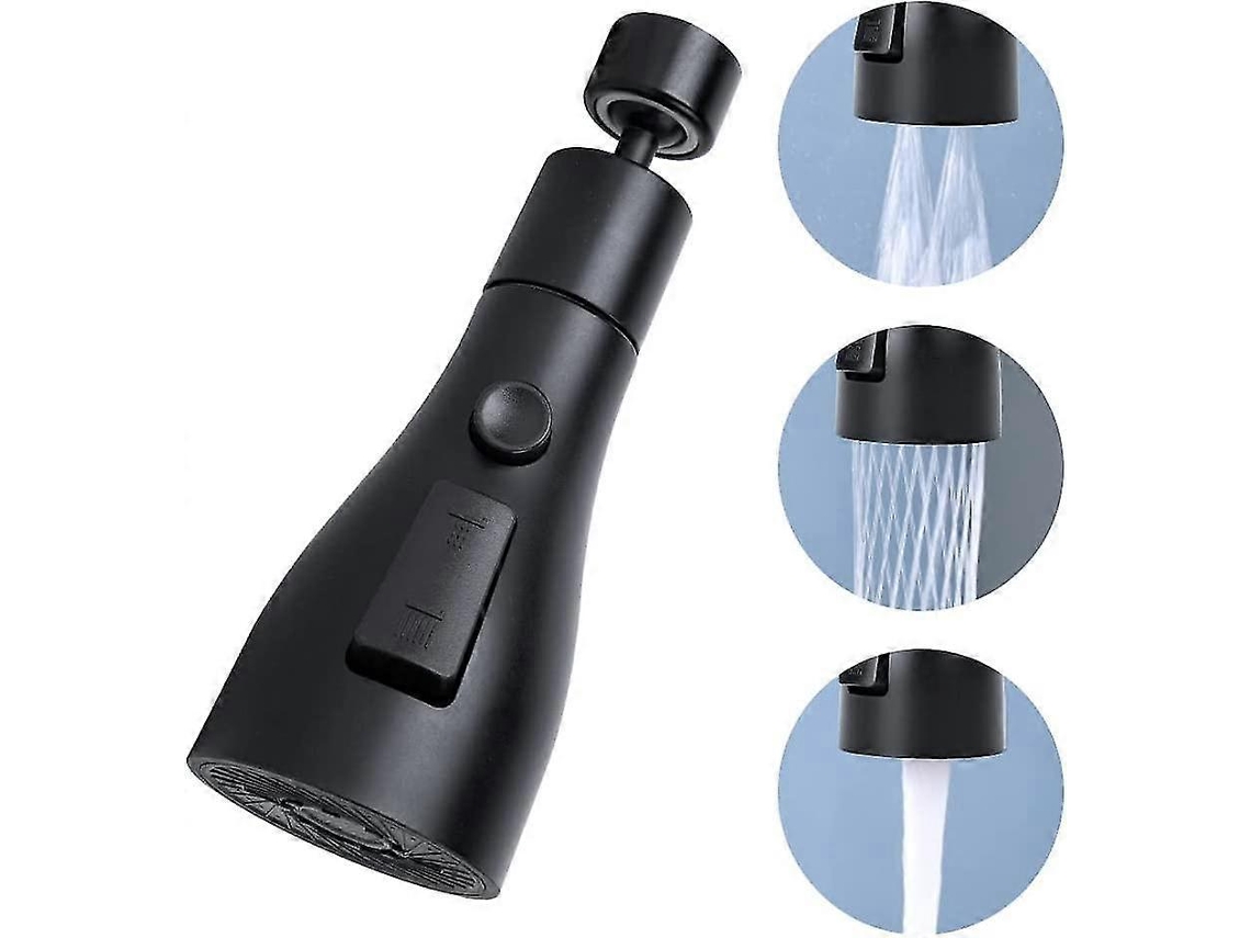 Grifo de Cozinha Preto Giratório 360° com 3 Modos de Rega e Bico Fm22/m24