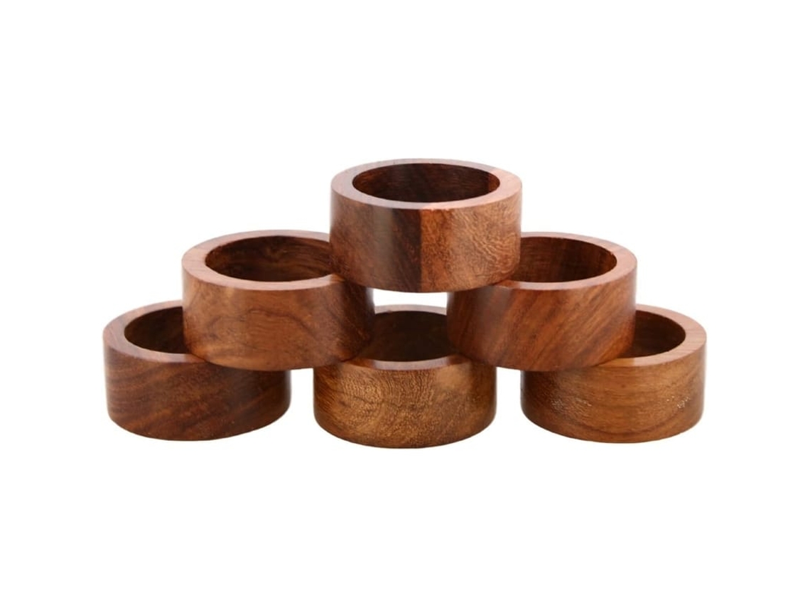 2026-conjunto De 6 Anéis De Guardanapo De Madeira Elegante Simples Para Uso Diário Decorativo - Tamanho 2 Polegadas Externo 1,5 Polegadas Interno