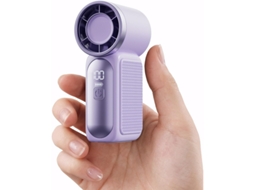 Mini ventilador de mão USB, 6 velocidades, visor LED, cordão, roxo, VOLTEDGE