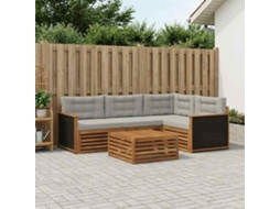 Vidaxl Conjunto De Sofás Para Exterior 5 Pcs Natural E Cinzento-claro