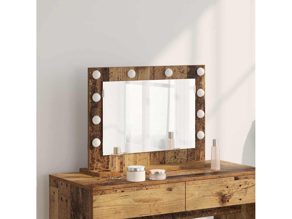 Vidaxl Espelho De Vaidade Madeira Antiga 60 X 45 X 18 Cm Retangular