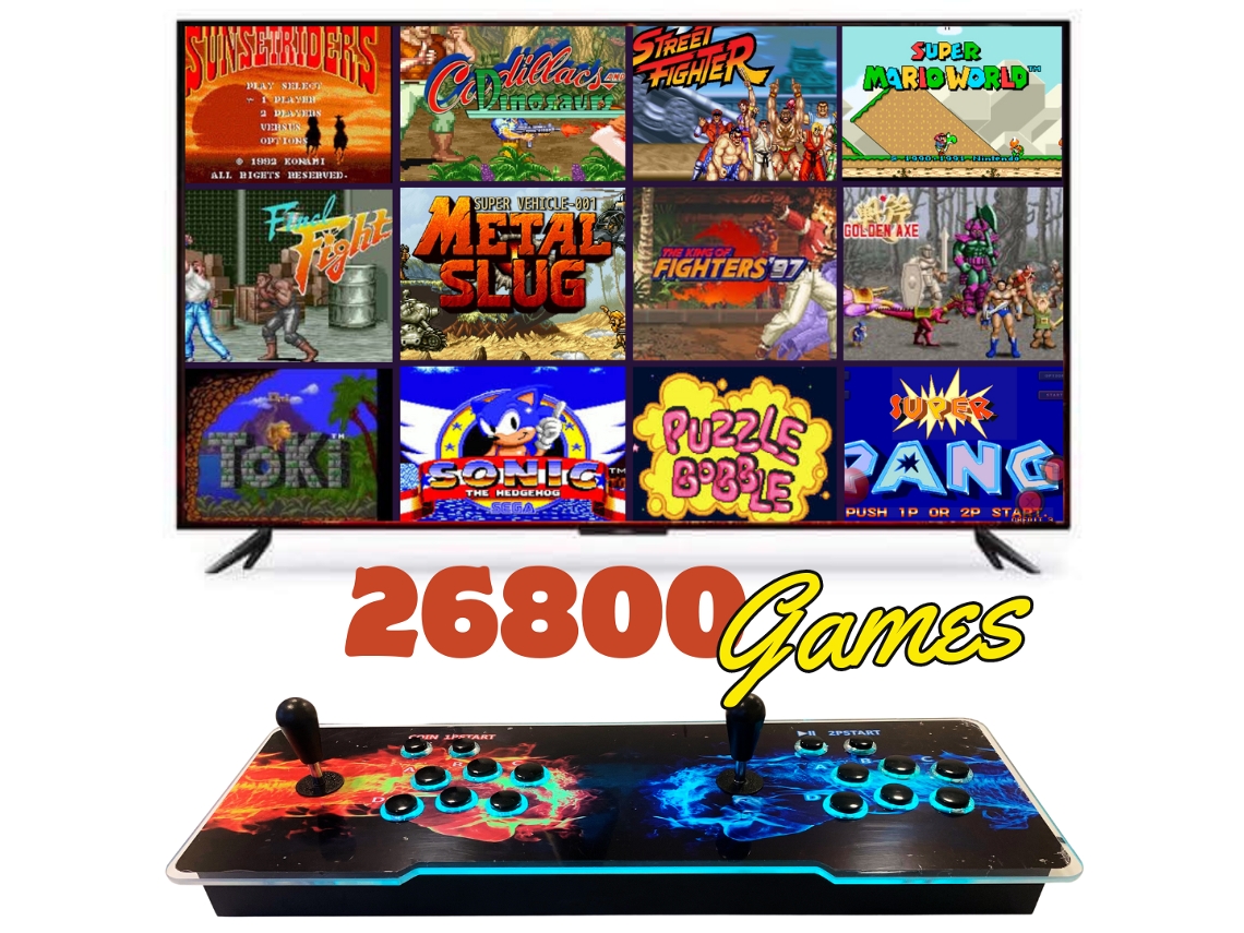 Console Pandora Box Retroiluminado Com 26800 Jogos Retro E Jogos 3d E Som