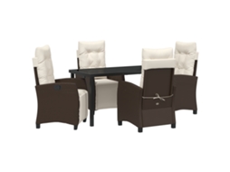 Conjunto 5 De Jantar De Jardim Vidaxl Marrom De Polietileno Rattan