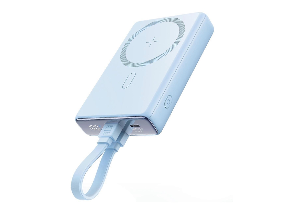 Banco De Energia Magnético De 10000mah E 20w Com Estação De Carregamento Cabo Lightning Para Usb C Azul Olysi Shop