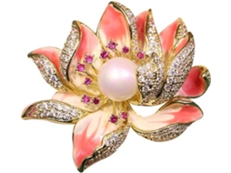 Broche Elegante Com Pérolas E Formato De Lótus, Acessório De Broche Retrô Alta Qualidade, Presente Requintado Para