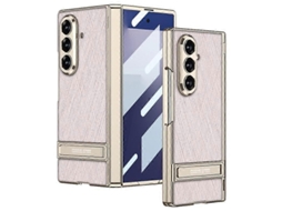 Capa Para Celular Gkk Integrada Em Couro Liso Prateado Brocado Com Suporte Para Samsung Galaxy Z Fold7 5g