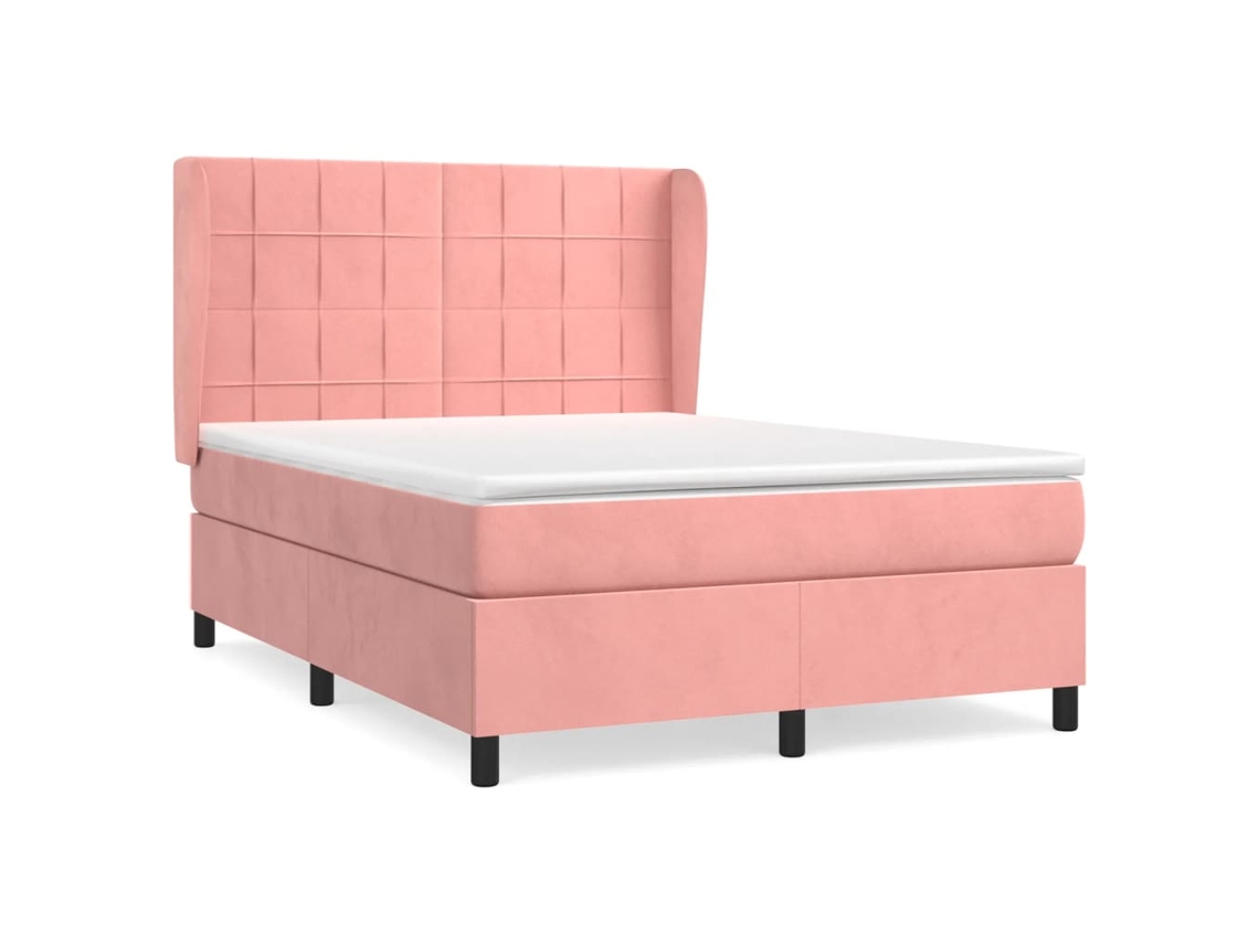 Cama com Molas/colchão 140x200 Cm Veludo Rosa MAISON EXCLUSIVE