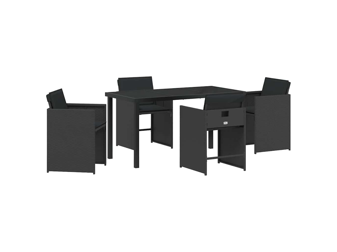 Conjunto de Jantar para Jardim 5 Pcs Preto Vime Pe MAISON EXCLUSIVE