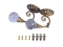 2 ganchos de cortina de metal com cristal, parede, bronze escuro S/MARCA