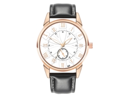 Relógio Casual Masculino de Quartzo com Pulseira de Couro Artificial Preto+branco