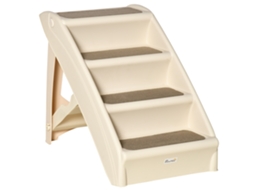 Escada Dobrável com 4 Degraus Antiderrapantes, 62x38x49,5cm Bege | S/MARCA