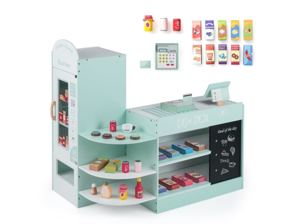 Conjunto De Supermercado Infantil Com Caixa Registradora E Máquina De Venda Automática.