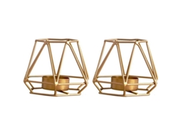 Set De 2 Portavelas De Metal Hexagonal Geométrico, Portavelas De Hierro Hueco Para Velas Tea Light