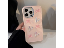 Capa Para Iphone 17 Air Rosa E Branca Com Coração, Laço Macio 3d E Textura Suave.