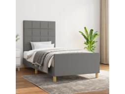 Cama De Solteiro | Camas Para Quarto | Estrutura De Cama Sem Colchão 90x200 Cm Tecido Cinzento-escuro
