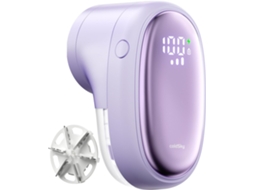 Lurelia Removedor De Fiapos Elétrico Recarregável Com Visor Led, 3 Velocidades, 6 Lâminas Para Roupas, Suéteres E Sofás, Roxo