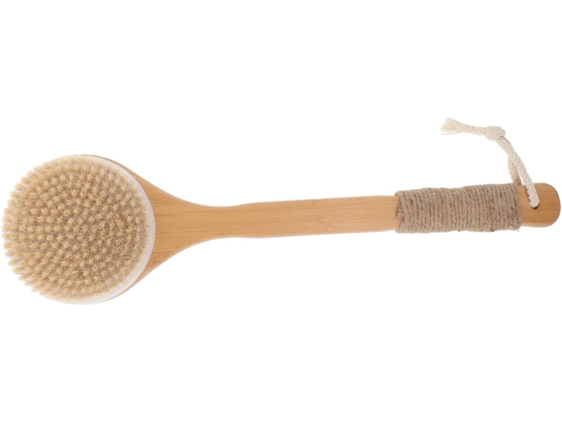 Escova De Banho Bambu Fomiyes Para Corpo E Costas Com Cerdas Macias Esfoliação Limpeza No Chuveiro