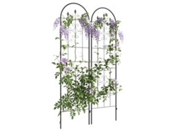 Conjunto De 2 Treliças De Aço Para Jardim, Suportes Para Trepadeiras, Flores E Plantas Em Pátios, 50x180 Cm, Pretas.