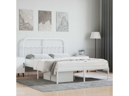 Vidaxl Estrutura De Cama Com Cabeceira 140x190 Cm Metal Branco