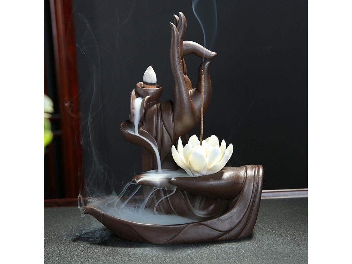 Queimador De Incenso Elegante Em Cerâmica Com Refluxo Em Cascata, Purificador De Ar Fresco Para Decoração De Home Office, Acabamento Requintado Que Ga