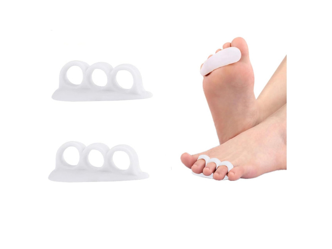 Conjunto 2 Separadores Dedos – Corretor Joanete – Separador 3 Furos – Suporte Dedos – Sebs – Branco – 7,3x2,5x2,6 Cm
