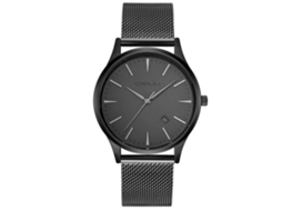 Reloj Hombre Impermeable De Cuarzo Analógico Con Correa De Malla Dial Redondo (negro Gris)