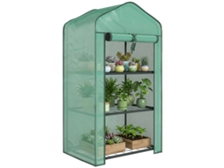 Estufa de Jardim com Prateleiras de 3 Andares. Estufa com Varanda. Lona Reforçada com Pe. Estrutura de Aço. 59 X 39 X 127 Cm. Verde Ge