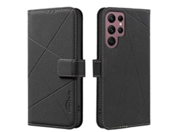 Capa De Couro Para Celular Com Padrão Geométrico Rfid