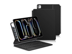 Compatível Com Ipad Pro 11 (Outlet Caixa Aberta - 2024) Teclado Com Conexão Direta Por Pinos Inteligentes (Outlet Caixa Aberta - layout Alemão) + Capa De Couro Para Tablet