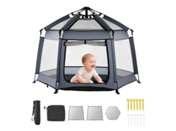 Parque Infantil Para Bebé 150x150x106cm Com Toldo Lsf 50+, Rede Ventilada E Bolsa Tekmaquinas
