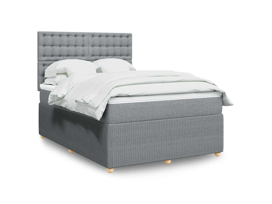 Cama Com Molas/colchão 140x190 Cm Tecido Cinzento-claro