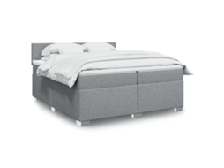 Vidaxl Cama Com Molas/colchão 200x200 Cm Tecido Cinza-claro