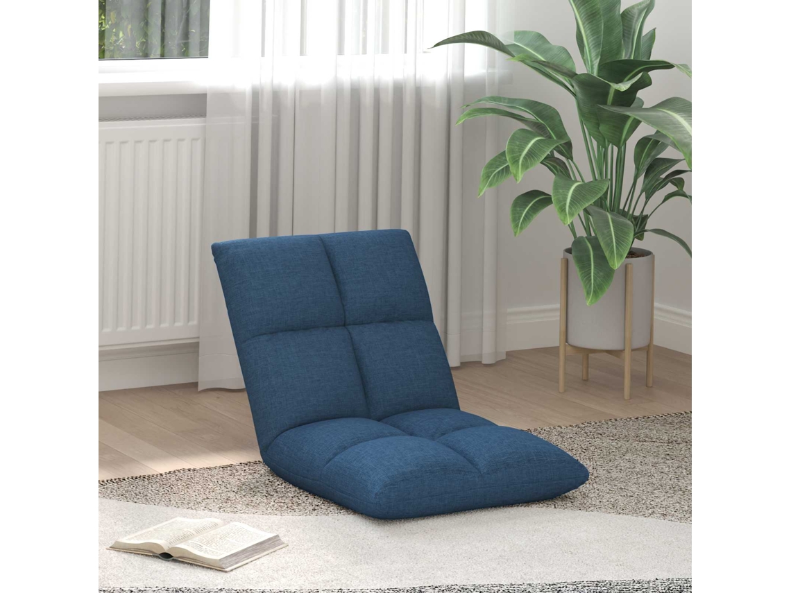 Vidaxl Cadeira De Chão Ajustável Azul Tecido